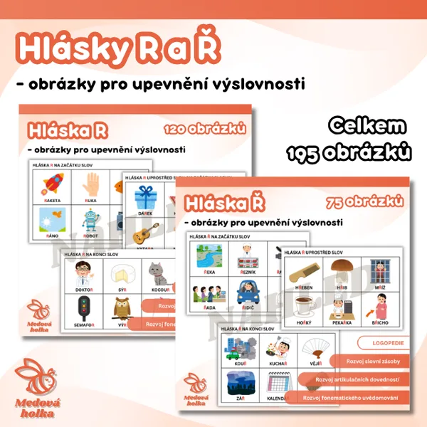 Hlásky R a Ř - obrázky pro upevnění výslovnosti