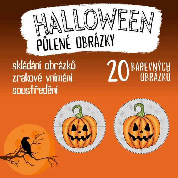 Halloween - 20 půlených obrázků (skládání)