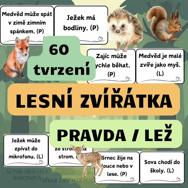 Lesní zvířátka - pravda/lež