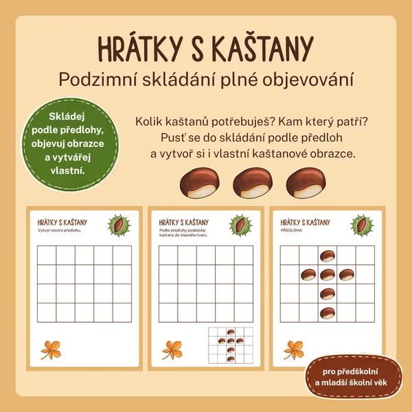 Podzim - Hrátky s kaštany (skládání podle předlohy)