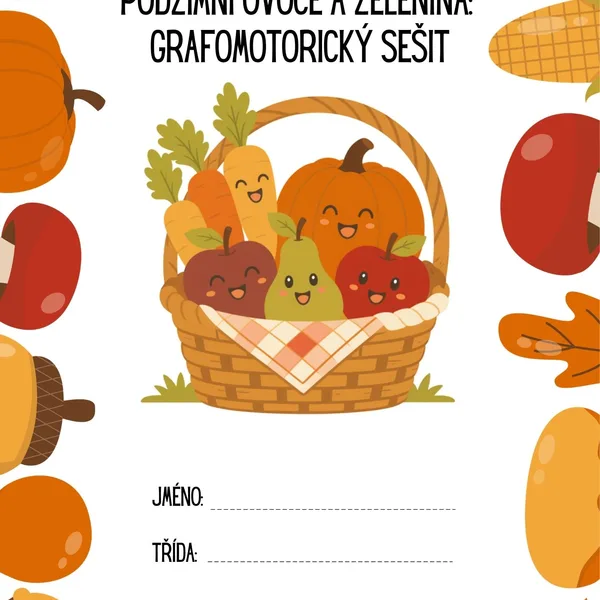 Podzimní ovoce a zelenina:  Grafomotorický sešit