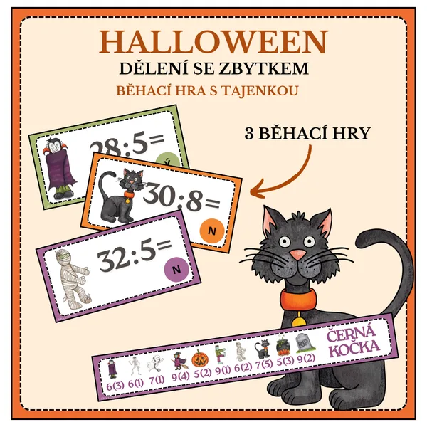 HALLOWEEN - BĚHACÍ HRA (DĚLENÍ SE ZBYZTKEM)