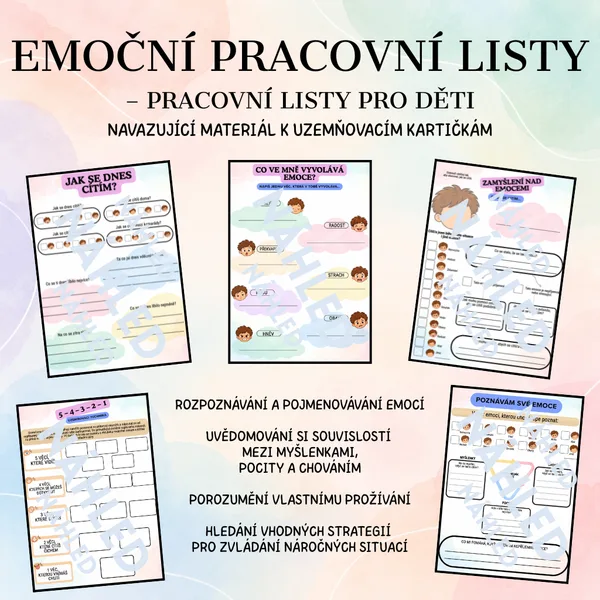 EMOČNÍ PRACOVNÍ LISTY – pracovní listy pro děti | Navazující materiál k uzemňovacím kartičkám
