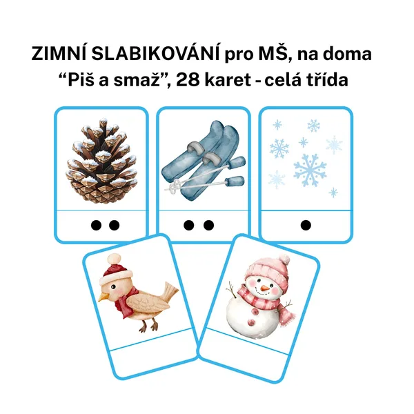 Zimní slabikování pro MŠ a na doma_28 karet celá třída