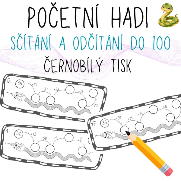 Početní hadi - sčítání a odčítání do 100