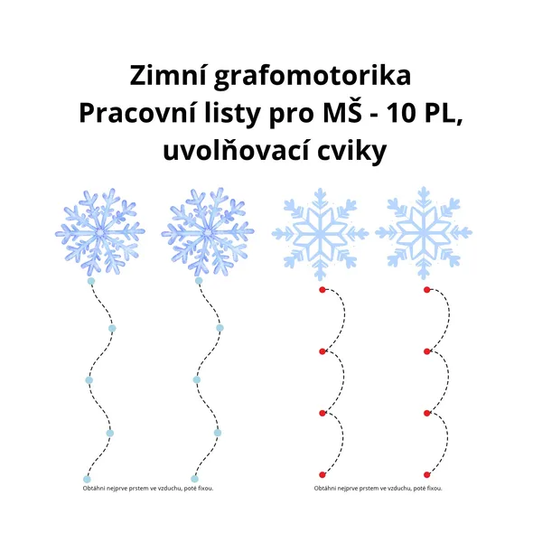 Zimní grafomotorika - pracovní listy pro MŠ - uvolňovací cviky - 10 PL
