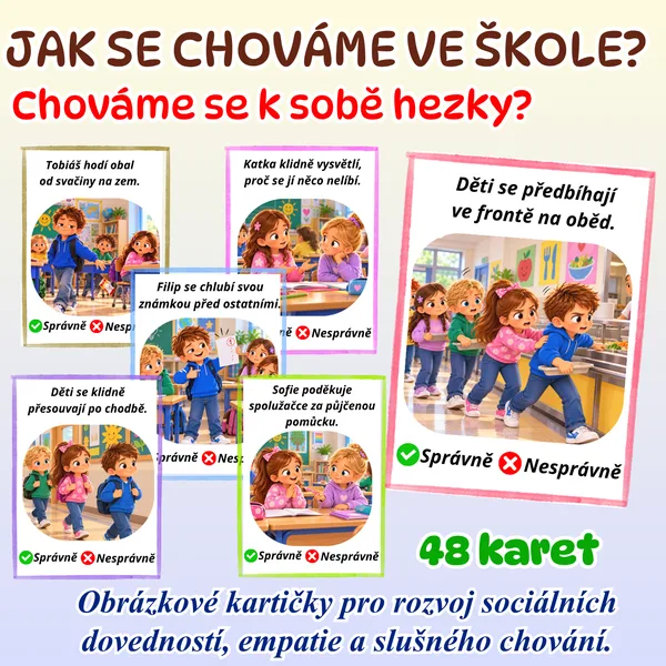 Co je správné a co ne? – Obrázkové kartičky o chování ve škole