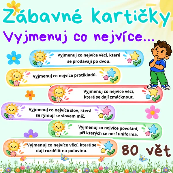 Zábavná aktivita pro děti – Vyjmenuj co nejvíce | Ranní kruhy | Komunikační kartičky
