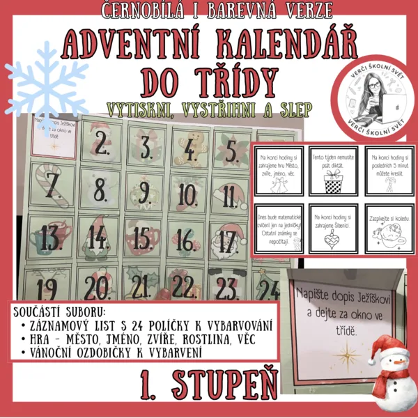 VÁNOČNÍ ADVENTNÍ KALENDÁŘ DO TŘÍDY