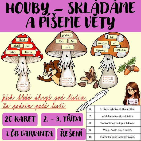 HOUBY - skládáme věty