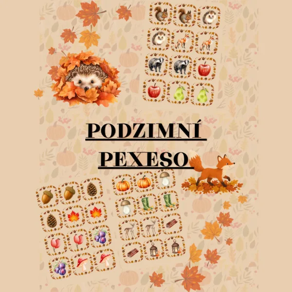 🍂 Podzimní pexeso - 24 dvojic 🍁