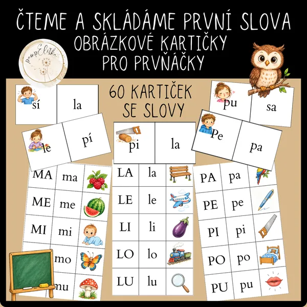 Čteme a skládáme první slova – obrázkové kartičky pro prvňáčky