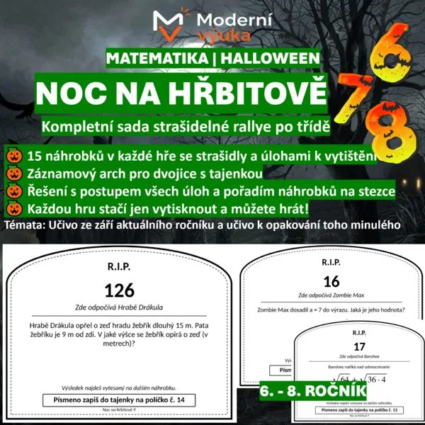 🎃 Noc na hřbitově | Kompletní sada 6.–8. třída