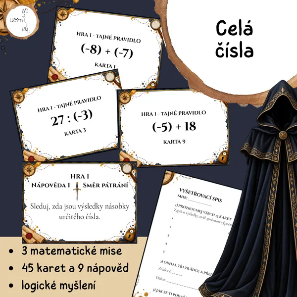 Matematičtí zrádci – Celá čísla (3 detektivní hry)