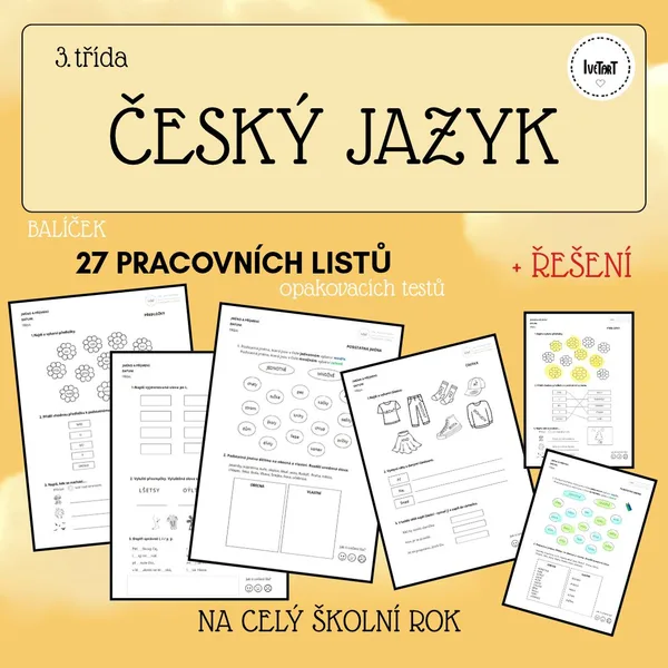Sada pracovních listů - ČESKÝ JAZYK 3.třída
