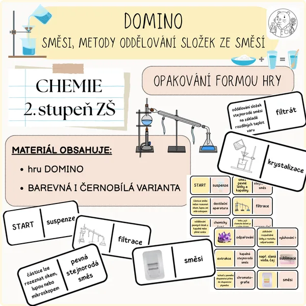 DOMINO - směsi, metody oddělování složek ze směsí