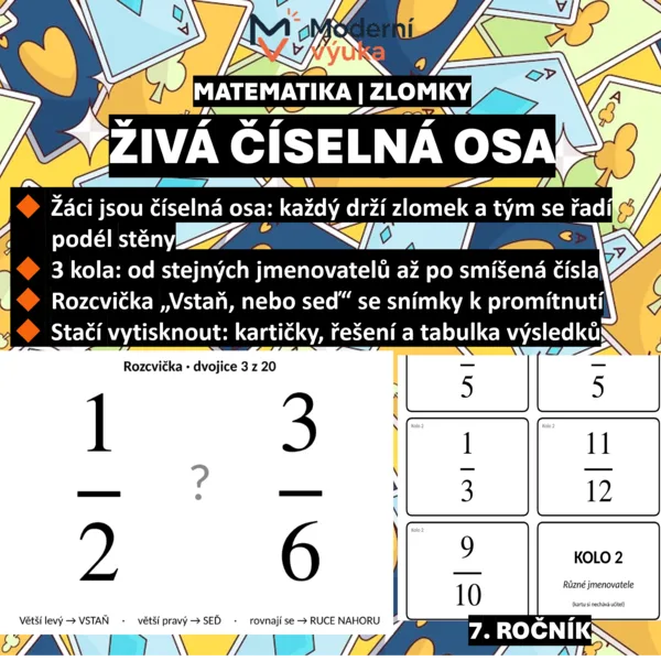 📏 Živá číselná osa | Porovnávání zlomků pro 7. třídu
