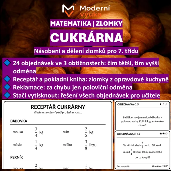 🧁 Cukrárna | Násobení a dělení zlomků pro 7. třídu