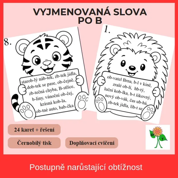 Vyjmenovaná slov po B - doplňovačky