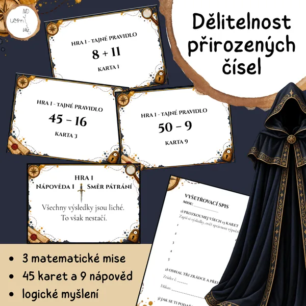 Matematičtí zrádci – Dělitelnost přirozených čísel (3 detektivní hry)
