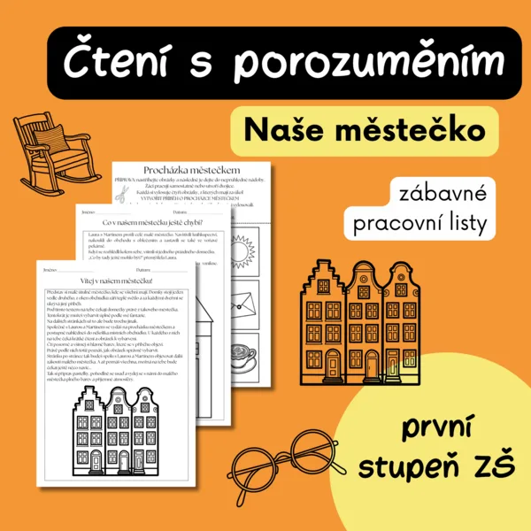 Čti a vybarvuj - Naše městečko - vybarvování podle textu