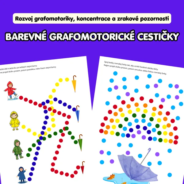 Barevné grafomotorické cestičky – grafomotorika a zraková pozornost
