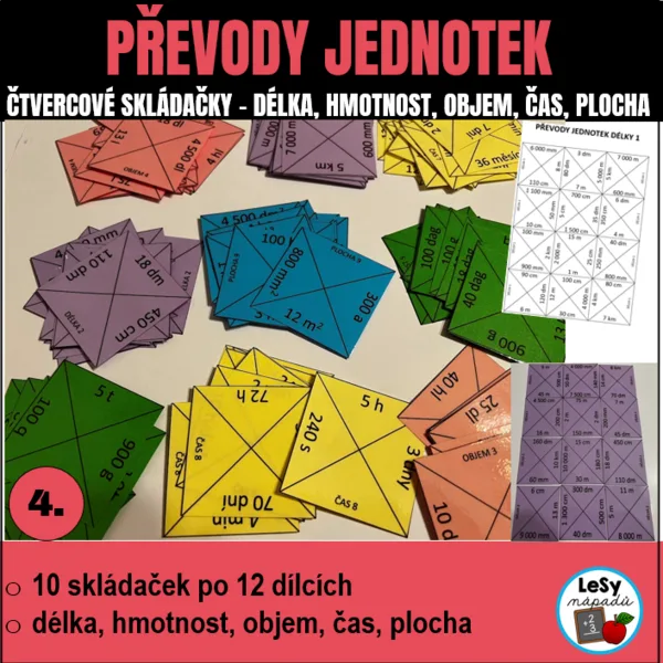 Převody jednotek - čtvercové skládačky