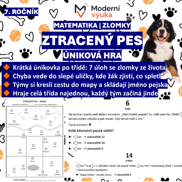🐕 Ztracený pes | Krátká únikovka na zlomky pro 7. třídu