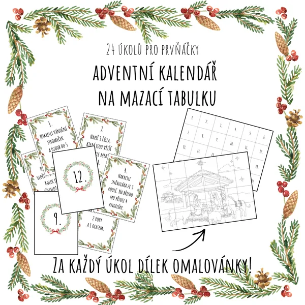 Adventní kalendář na mazací tabulku