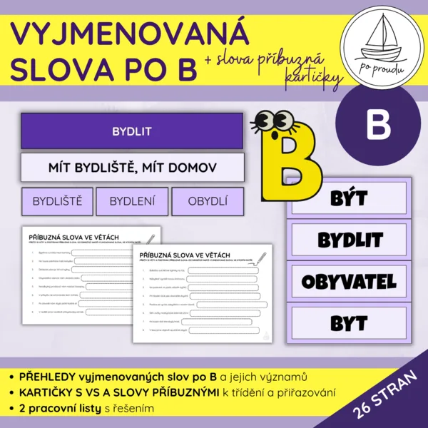 Vyjmenovaná slova po B | přehledy, kartičky a pracovní listy