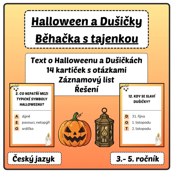 HALLOWEEN, DUŠIČKY - Čtení, běhačka s tajenkou