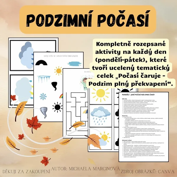 Podzimní počasí - kompletní týdenní plán