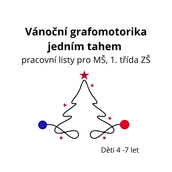 Vánoční grafomotorika jedním tahem_pracovní listy pro MŠ_1. třída ZŠ