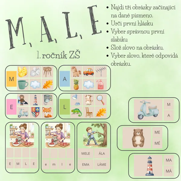 První čtení - M, A, L, E