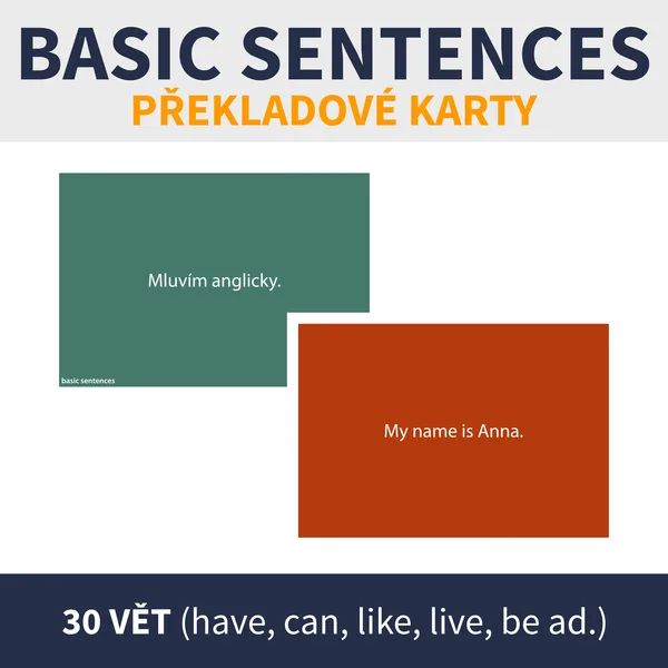 ENG - PŘEKLADOVÉ KARTIČKY (basic sentences - základní věty, this is me - to jsem já)
