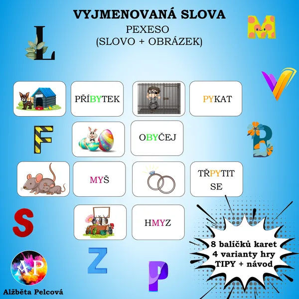 VYJMENOVANÁ SLOVA (pexeso - slovo + obrázek)