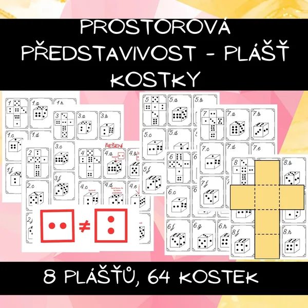 Síť a plášť kostky (krychle) - prostorová představivost