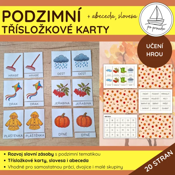 Podzim | třísložkové karty pro rozvoj slovní zásoby