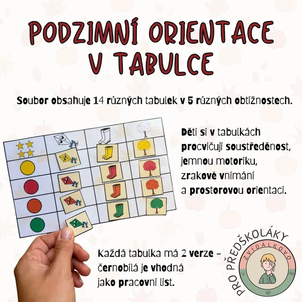 Podzim - orientace v tabulce