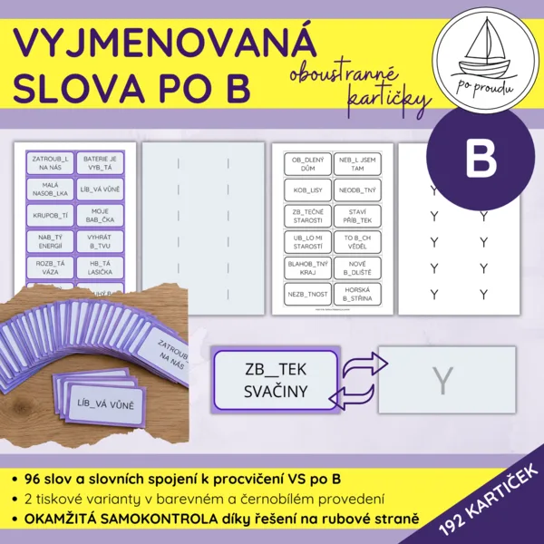 Vyjmenovaná slova po B | oboustranné kartičky