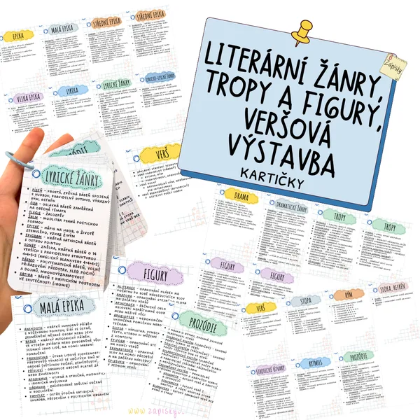 Literární žánry, tropy a figury, veršová výstavba - kartičky