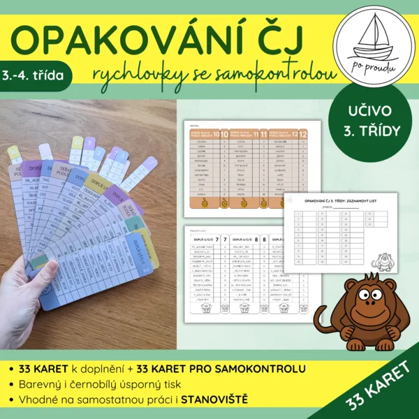 Opakování ČJ 3. třídy | 33 rychlovek se samokontrolou
