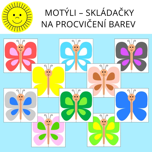 MOTÝLI – SKLÁDAČKY NA PROCVIČENÍ BAREV