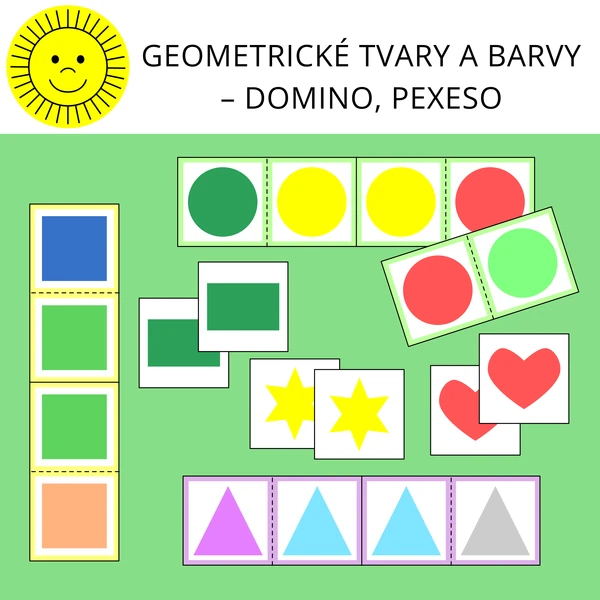 GEOMETRICKÉ TVARY A BARVY – DOMINO, PEXESO