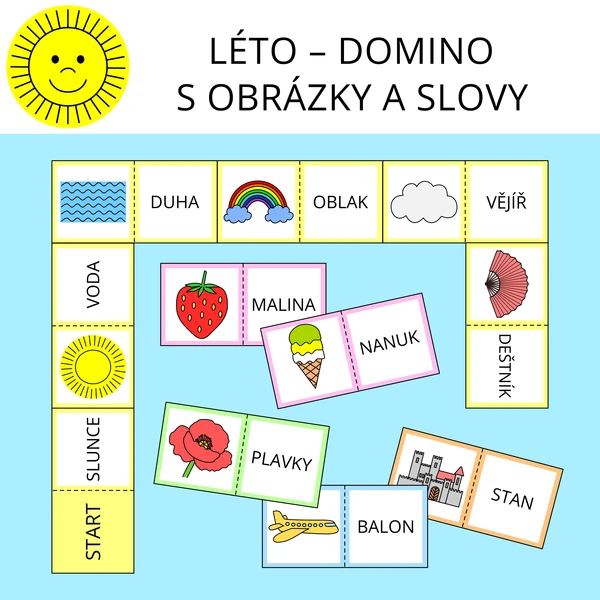 LÉTO - DOMINO S OBRÁZKY A SLOVY