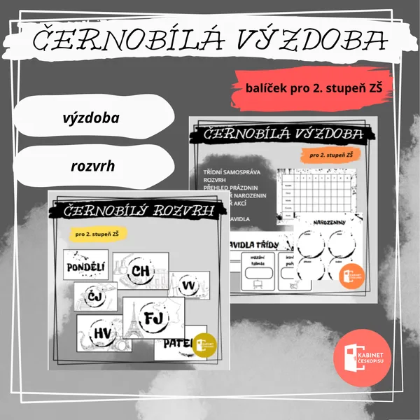 Černobílá výzdoba - balíček - rozvrh, samospráva