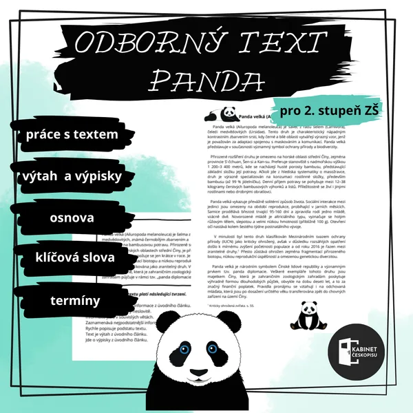 Odborný text - panda - práce s textem, výtah, výpisky