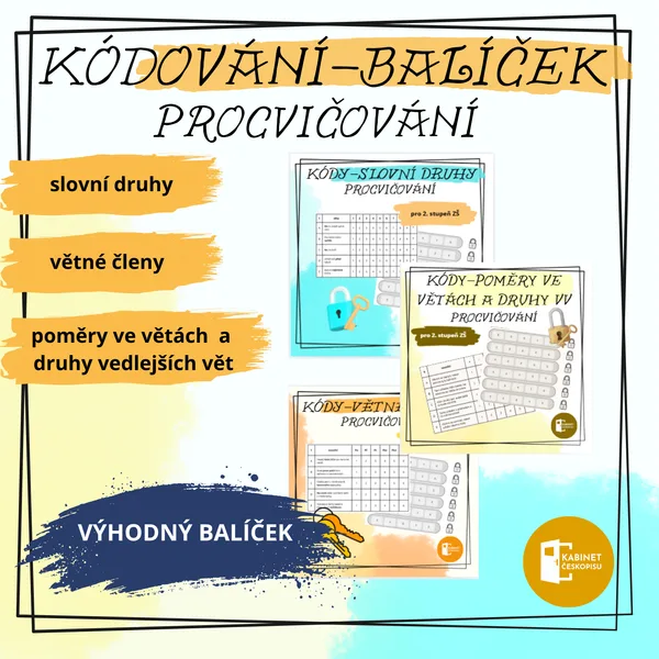 Kódování - balíček - slovní druhy, větné členy, věty vedlejší, poměry