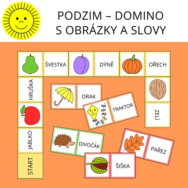 PODZIM - DOMINO S OBRÁZKY A SLOVY