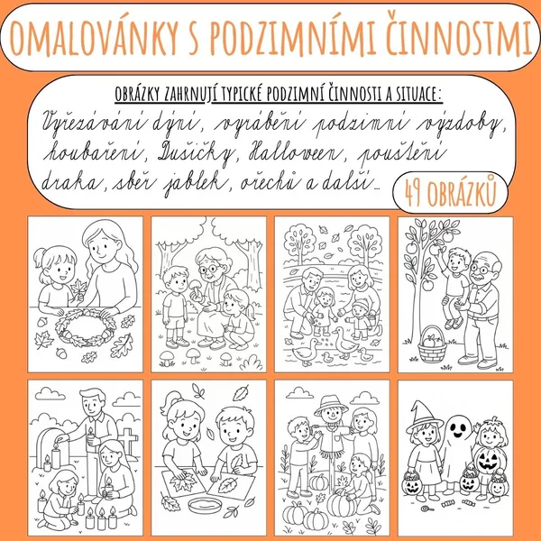 Omalovánky - Podzimní činnosti a aktivity